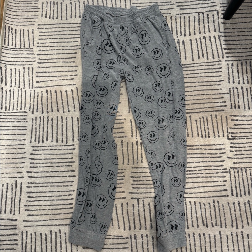 Gray Chaser Smiley Face Print Jogger Sweatpants